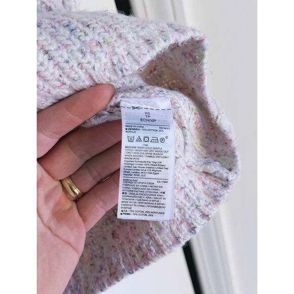 Gap Ivory White Speckled Confetti Chunky Knit Sweater XS Cozy Hygge Grandma - Picture 4 of 7